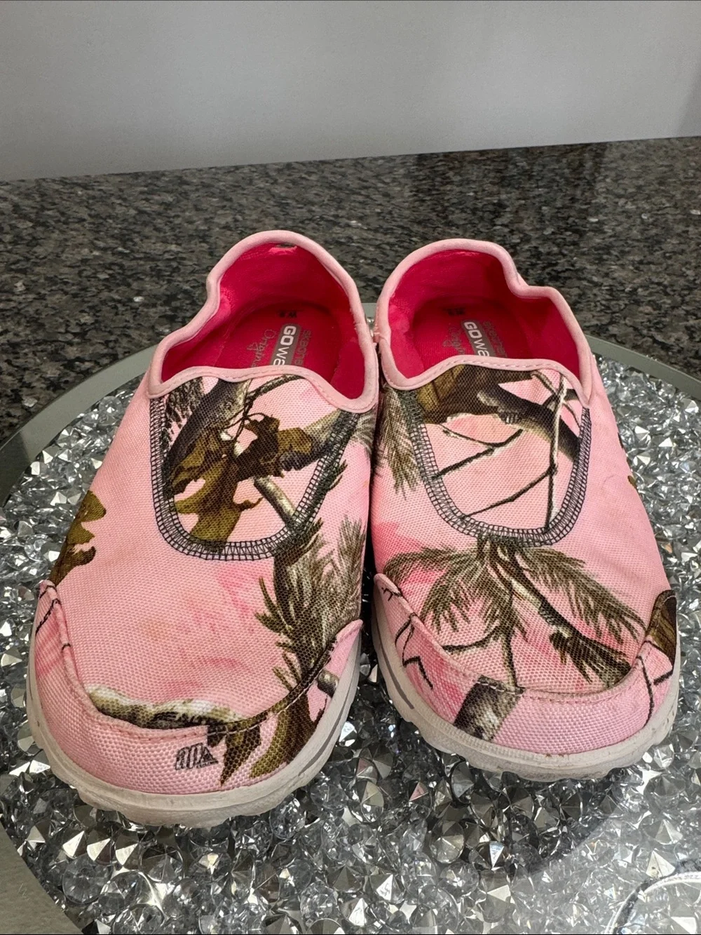 Skechers Go Walk Originals Pink Camouflage Slip-On Sneakers
